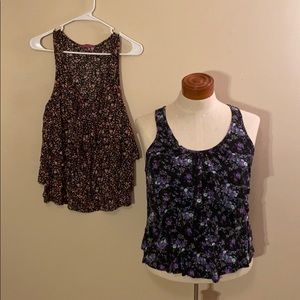 -SOLD- Two (2) Floral Ruffle Tank Tops! 🌸🌷💜